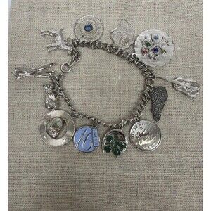 Vintage Women’s Sterling Silver Charm Bracelet 12 Charms 6.5 inches 37 Grams